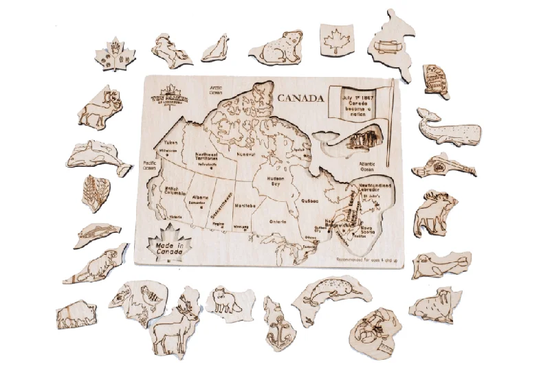 intricately carved wooden toys                   Wooden Map of Canada Puzzle
