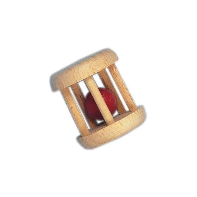 sturdy wooden toys                  Small Wooden Rattle with Caged Ball