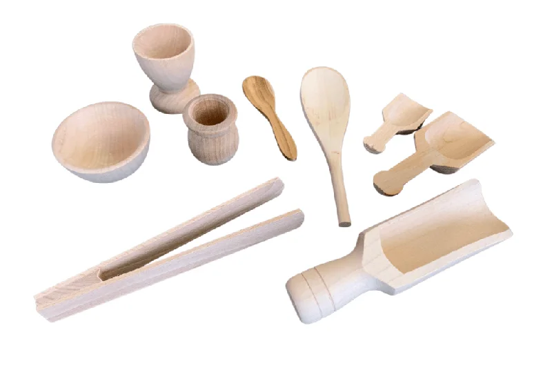skillfully crafted wooden toys                   Wooden Sensory Bin Tool Kit