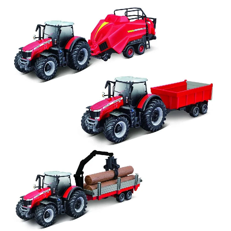 High-quality toy cars Bburago 10cm Massey Ferguson Tractor N Trailer 12 pieces Asst