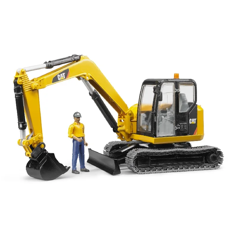 Realistic toy carsBruder Cat Mini excavator with worker