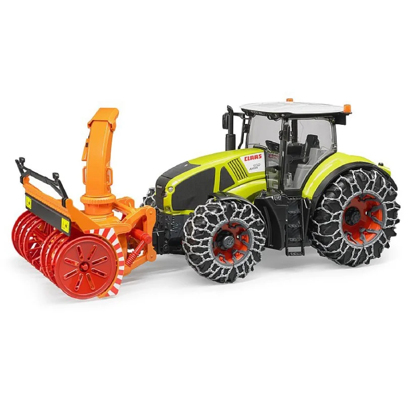 Durable toysBruder Claas Axion 950 with snow chains and snowblower