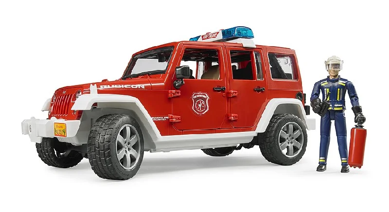High-quality materials toys bruder Jeep Wrangler Unlimited Rubicon Fire Brigade mit Spielfigur