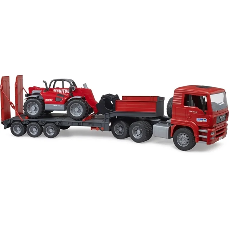 Realistic toy carsBruder MAN TGA Low Loader Truck with Accessories