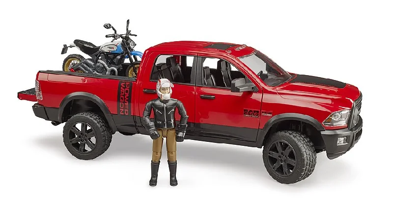 High-quality toy cars bruder RAM 2500 Power Wagon mit Ducati Scrambler