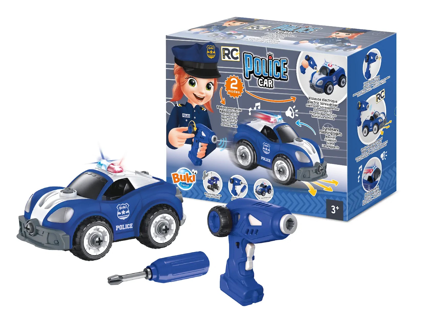 High-quality materials toys BUKI France RC Police Car