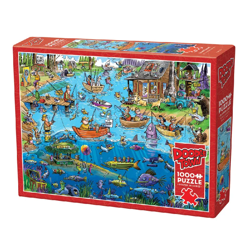 Entertaining games Cobble Hill DoodleTown: Gone Fishing 1000-Piece Jigsaw Puzzle