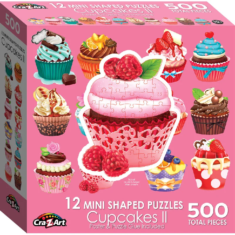 Fun gamesRoseArt Cupcakes II 12 Mini-Shaped Jigsaw Puzzles - 500 Pieces