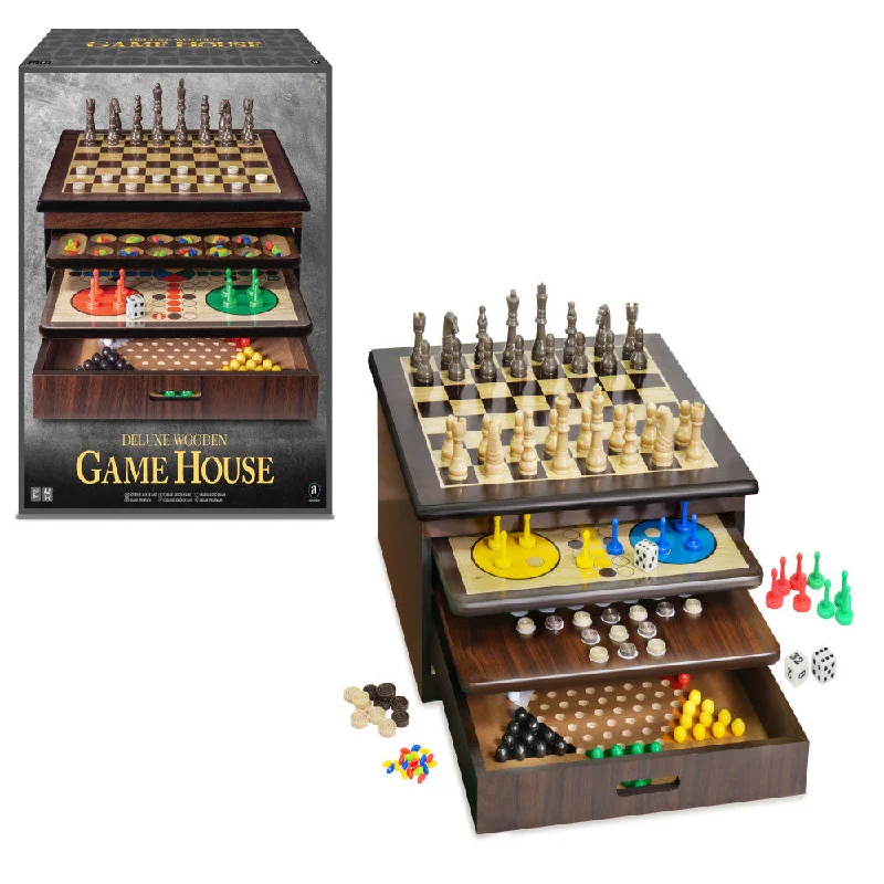 Educational games Craftsman Deluxe 10-in-1 Wooden Game House for Kids Ages 6+