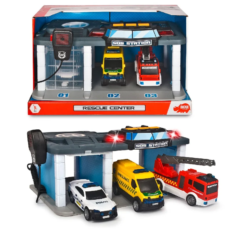 Durable toysDickie Toys Danish Rescue Station with 3 Cars
