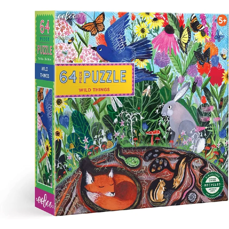 Entertaining games eeBoo Wild Things Garden Animals 64-Piece Jigsaw Puzzle