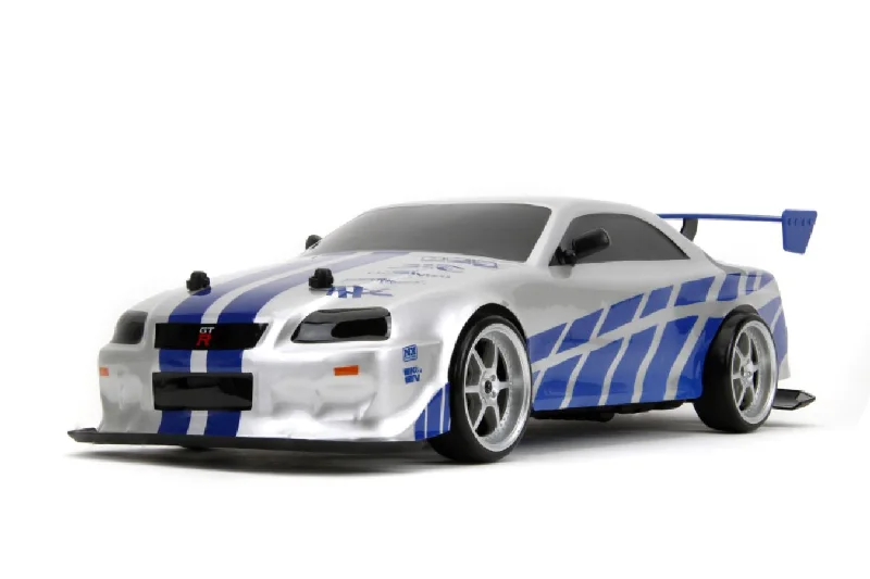 High-quality toy cars Fast & Furious - 2002 Nissan Skyline GT-R (BNR34) 1:10 Scale Remote Control Car