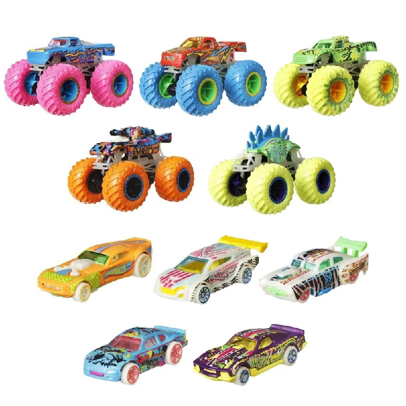 Realistic toy carsGlow In the Dark 10 Pack Collection Set by Hot Wheels