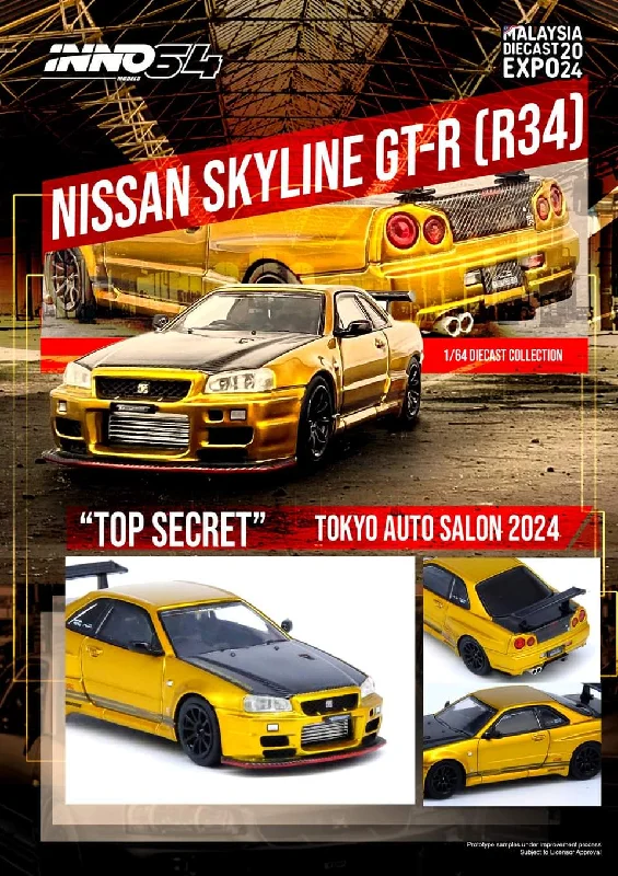 Fun toy carsINNO64 1/64 NISSAN SKYLINE GTR R34 TOP SECRET TOKYO AUTO SALON