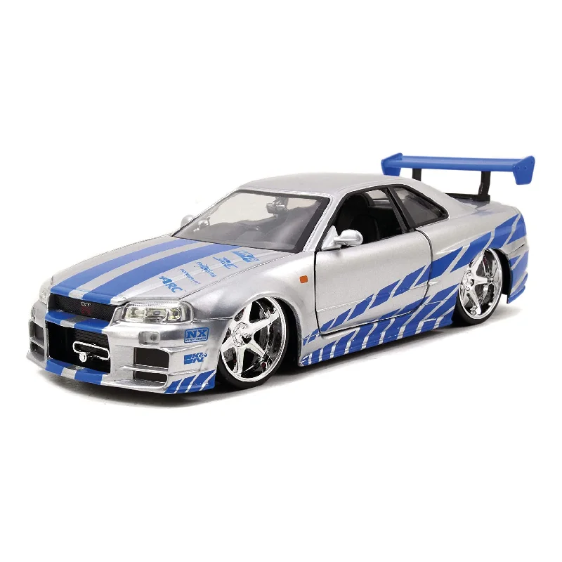 Durable toysJada Toys Fast & Furious Brian’s 2002 Nissan Skyline R34 Die-cast Car, 1:24 Scale, Silver & Blue Durable toysJada Toys Fast & Furious Brian’s 2002 Nissan Skyline R34 Die-cast Car, 1:24 Scale, Silver & Blue