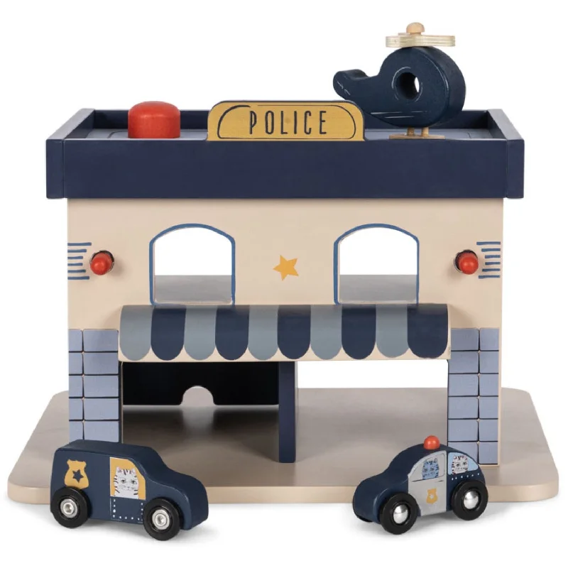 Realistic toy carsKonges Sløjd Blue Multi Wooden Police Station Fsc