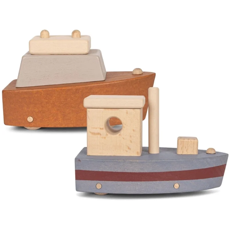 Playful toys Konges Sløjd Winter Moss Wooden Boats 2-pack