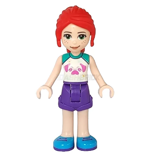 Time-honored LEGO traditionsLEGO Minifigure - Friends Mia - Dark Purple Shorts, White Top with Pug Head [FRIENDS]