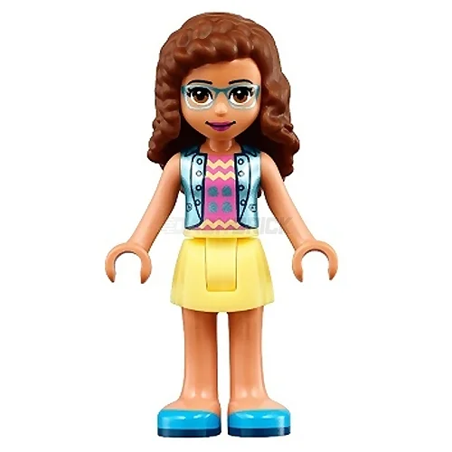 Non-toxic and safe LEGO toysLEGO Minifigure - Friends Olivia (Nougat) - Bright Light Yellow Skirt, Dark Pink Top with Blue Jacket [FRIENDS]