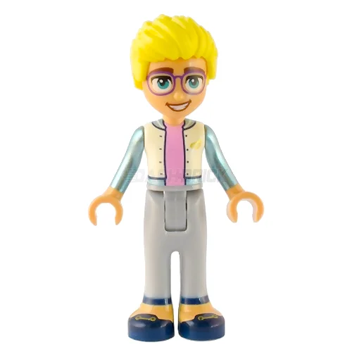 Reflecting popular cultures LEGO themesLEGO Minifigure - Friends Olly - White Jacket with Metallic Light Blue Sleeves, Gray Trousers, Dark Blue Shoes [FRIENDS]