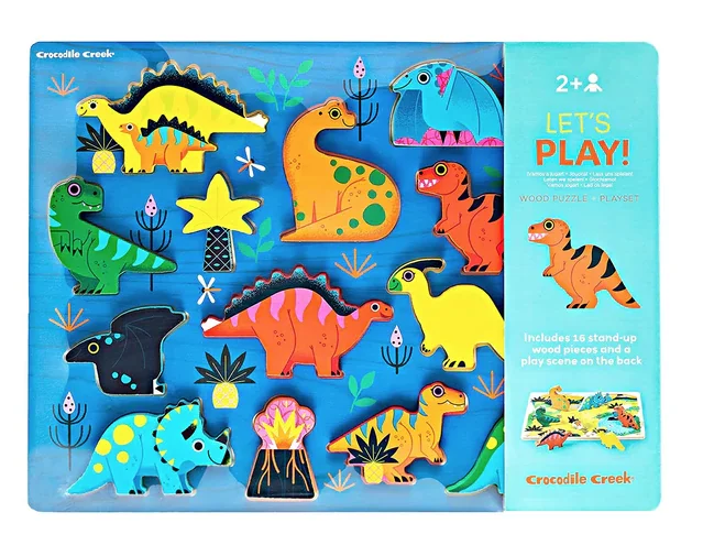 Multi-level puzzles Let's Play Dinosaurs 16 Piece Wooden Puzzle