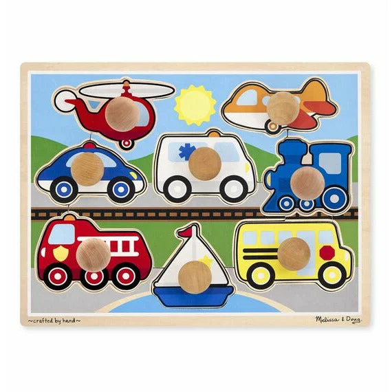 Fast-paced games Melissa & Doug | Wooden Puzzle | Deluxe Jumbo Knob | Vehicles