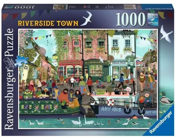Challenging puzzles RAVENSBURGER 175543 RIVERSIDE TOWN 1000 PIECE PUZZLE