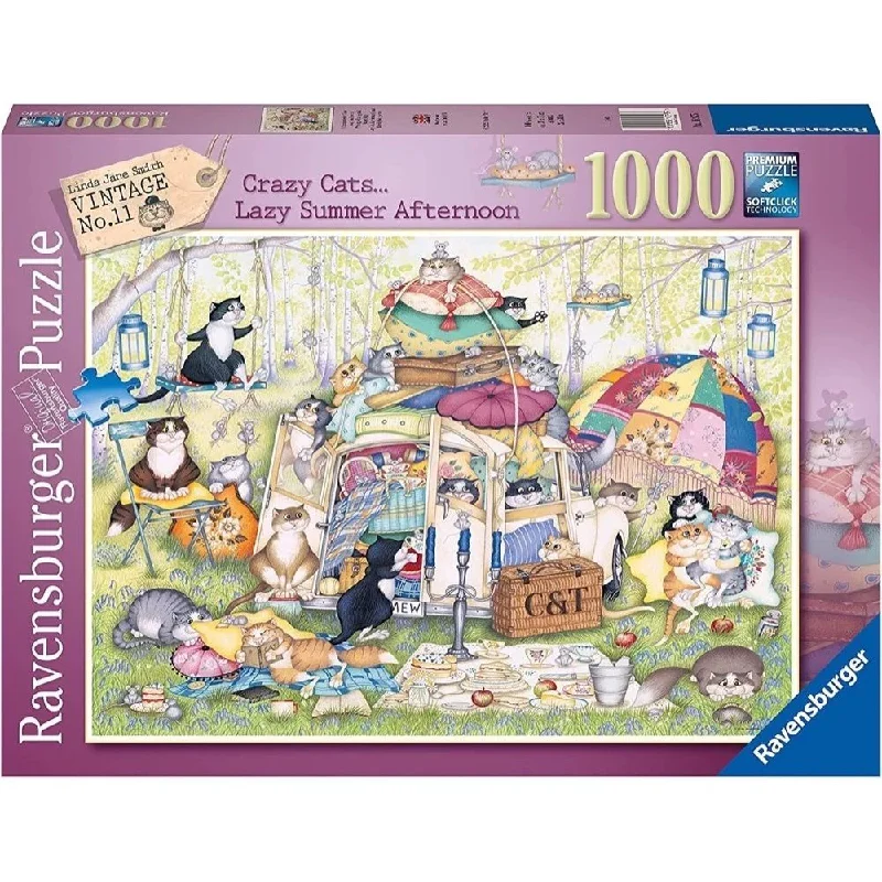 Logical puzzles RAVENSBURGER - CRAZY CATS LAZY SUMMER AFTERNOON 1000 PIECE PUZZLE
