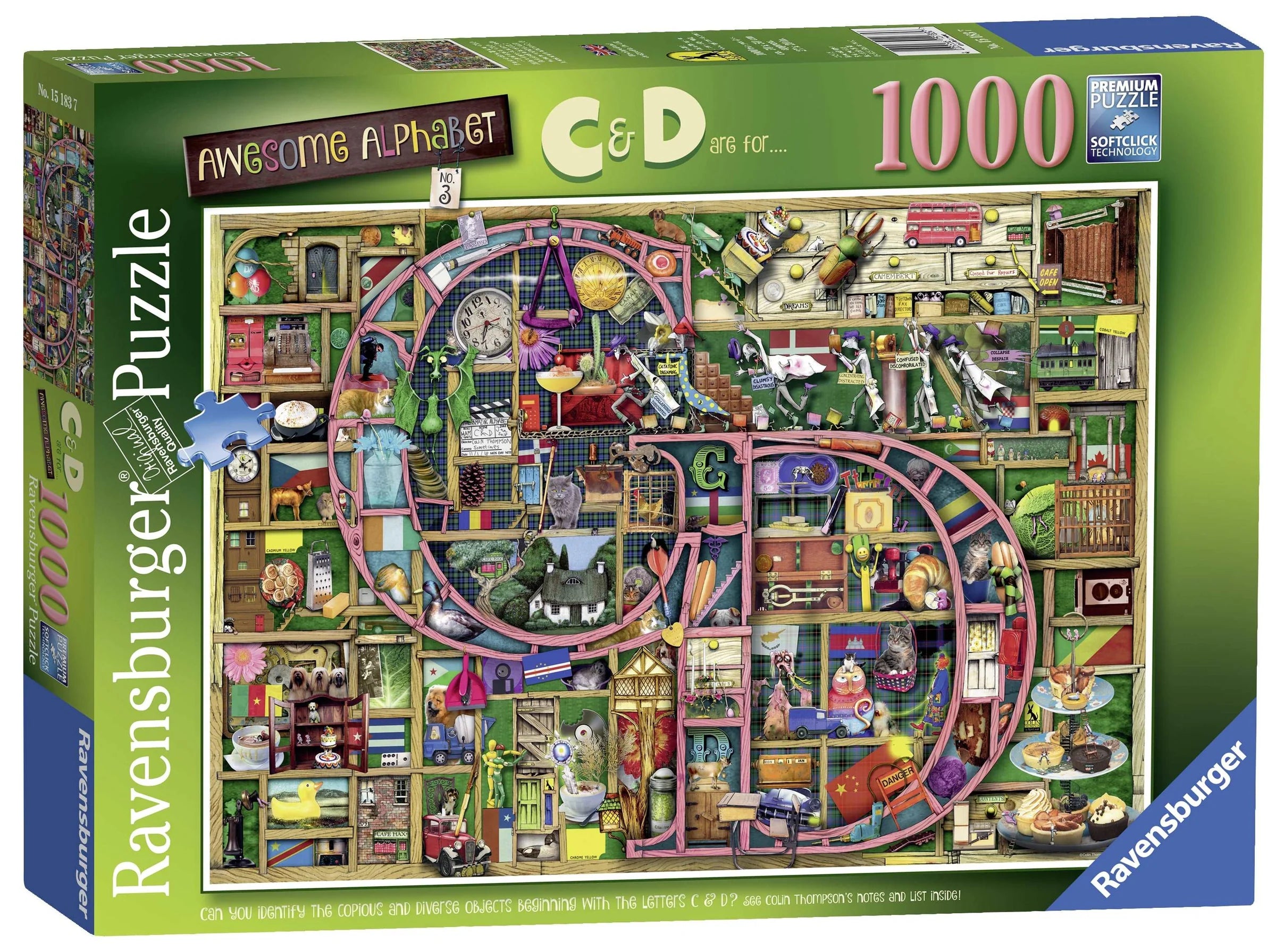 Multi-level puzzles Ravensburger Puzzle | 1000pc | Colin Thompson Awesome Alphabet C & D