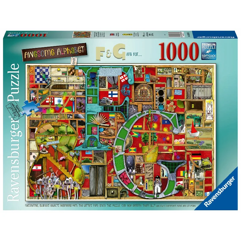 Time-consuming puzzles Ravensburger Puzzle | 1000pc | Colin Thompson Awesome Alphabet F & G