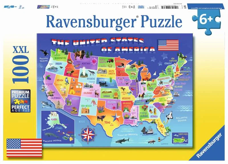 Casual games Ravensburger Puzzle 100pc State Map USA