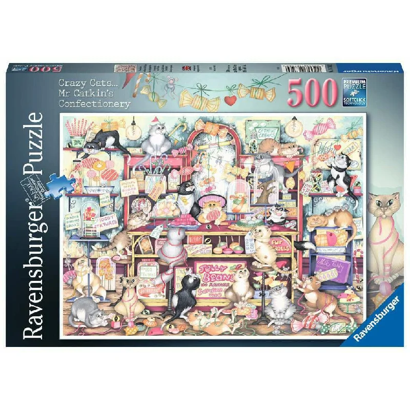 Fast-paced games Ravensburger Puzzle | 500pc | Crazy Cats - Mr Catkin's Confectionary
