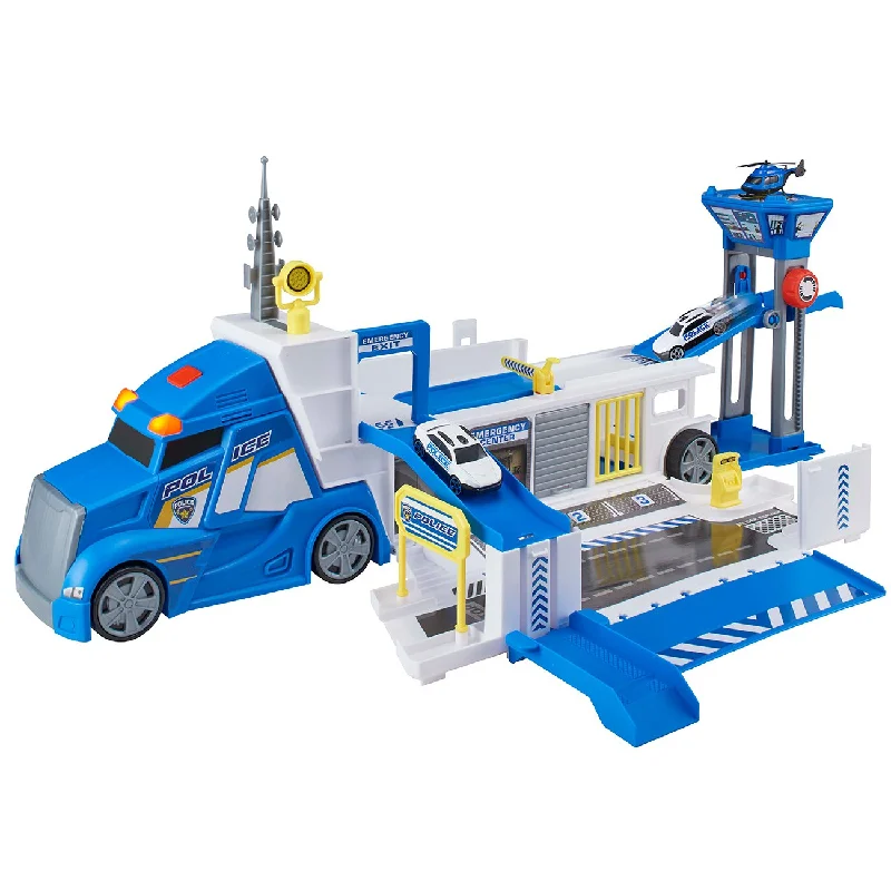 High-quality materials toys Teamsterz Police Command Transporter, with 2 cars, and 1 helicopter