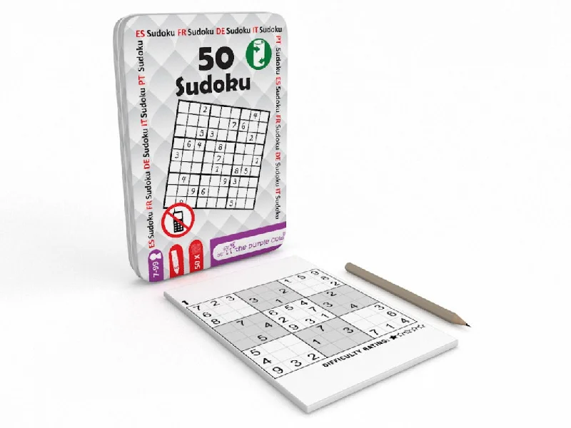 Relaxing games THE PURPLE COW TRAVEL TIN OF 50  - SUDOKU
